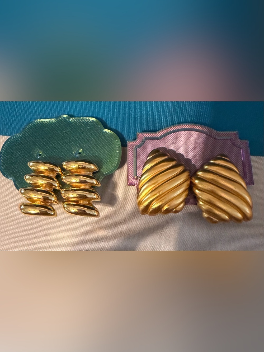 Two Pair Gold-Tone Twisted Shell Clip-On Earrings - Women Jewelry